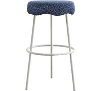 ZBZFGE Height Bar Stools, Lambsca Upholstered Bartools, 26/30“ Kitchen Tall Stool with Metal Leg and Footrest, Kitchens Counter Island Breakfast (Blue-1ps,65cm)