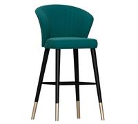 ZBZFGE Height Bar Velvet Kitchen Counter Chairs with Wrought Iron Legs Upholstered Backrest Breakfast Dining Stools for Island/Restaurant/Pub (Green,55cm(21.7''))