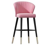 ZBZFGE Height Bar Velvet Kitchen Counter Chairs with Wrought Iron Legs Upholstered Backrest Breakfast Dining Stools for Island/Restaurant/Pub (Pink,75cm(29.5''))