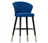 ZBZFGE Height Bar Velvet Kitchen Counter Chairs with Wrought Iron Legs Upholstered Backrest Breakfast Dining Stools for Island/Restaurant/Pub (Blue,55cm(21.7''))