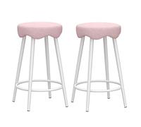 ZBZFGE Height Barstools Set of 2 with Backrest, Kitchen Bar Stools Upholstered for Breakfast Counter Barstool Soft Home Furniture (Seat Height-65cm) (Pink Cushion,White Frame)