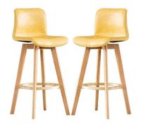 ZBZFGE Height Set of 2 PU Leather Counter Breakfast Dining Chair, Swivel Bar Chairs, High Stools with Curved Backrest for Kitchen, Islands, Home Barstools (Yellow,71cm(27.9''))