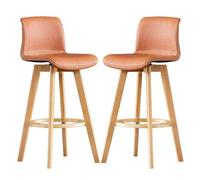 ZBZFGE Height Set of 2 PU Leather Counter Breakfast Dining Chair, Swivel Bar Chairs, High Stools with Curved Backrest for Kitchen, Islands, Home Barstools (Orange,71cm(27.9''))