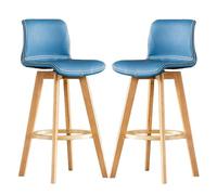 ZBZFGE Height Set of 2 PU Leather Counter Breakfast Dining Chair, Swivel Bar Chairs, High Stools with Curved Backrest for Kitchen, Islands, Home Barstools (Blue,81cm(31.9''))