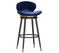 ZBZFGE Height Stools Barstools Dining Swivel Bar Stool, Velvet Thick Padded Island Chair, Pub Cafe Room Counter with Back, Round Footrest (Blue,65cm(25.6''))