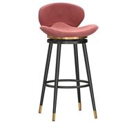 ZBZFGE Height Stools Barstools Dining Swivel Bar Stool, Velvet Thick Padded Island Chair, Pub Cafe Room Counter with Back, Round Footrest (Pink,75cm(29.5''))