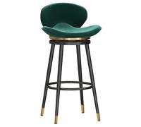 ZBZFGE Height Stools Barstools Dining Swivel Bar Stool, Velvet Thick Padded Island Chair, Pub Cafe Room Counter with Back, Round Footrest (Green,75cm(29.5''))