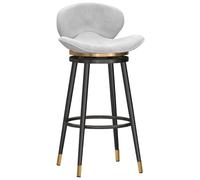 ZBZFGE Height Stools Barstools Dining Swivel Bar Stool, Velvet Thick Padded Island Chair, Pub Cafe Room Counter with Back, Round Footrest (White,75cm(29.5''))