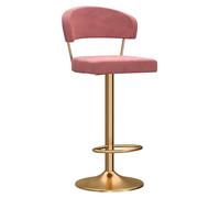 ZBZFGE Height Velvet Padded Bar Chairs, Kitchen Island with Hollow Backrest & Footrest, High Stools for Breakfast, Counter and Home (Pink,45-60cm(17.7-23.6''))