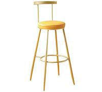 ZBZFGE High Barstools PU Leather Stools with Back Kitchen Island Bar Chair, Counter Height Upholstered Seat, Tall Stool for, Breakfast, Pubs (Yellow,65cm/26in)