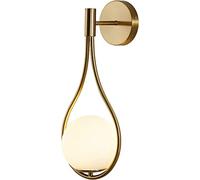 ZBZFGE Hua Qiang Mid Century Gold Brushed Brass Vanity Bathroom Light Frosted White Glass Globe Industrial Wall Lamp for Living Room Bedroom Bedside