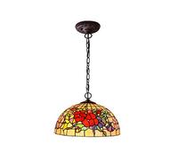 ZBZFGE Inch Style Pastoral Pendant Light Vintage Stained Glass Flowers Lampshade 2 Lights Hanging Lamp for Living Room Corridor,B,B
