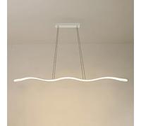 ZBZFGE Industrial Light Kitchen Island Black Long Strip Ceiling Hanging Lampd White Linear Chandelier with Remote Control for Dining Room Table Restaurant Bar/White