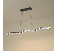 ZBZFGE Industrial Light Kitchen Island Black Long Strip Ceiling Hanging Lampd White Linear Chandelier with Remote Control for Dining Room Table Restaurant Bar/K