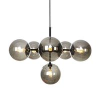 ZBZFGE Industrial Sputnik Chandeliers 6 Lights V-intage Smoke Grey Glass Globe Ceiling Pendant Light Fixture-G4 LED Kitchen Island Hanging Lamps Lighting Device,Hanging Light(Black)