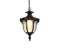 ZBZFGE Industry Retro Outdoor IP44 Pendant Rust Aluminum Glass Ceiling Chandelier Lamp Adjustable Hanging Chain External Rainproof Villa Patio Gazebo Community L,Hanging Light(Black)