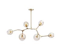 ZBZFGE Irregular 6-Lights Bubble Chandelier Black Adjustable Metal During Light Chrome Finish Ceiling Light For Kitchen Island Dining Room-Clear The lampshade 6 Head（Clear The-6）