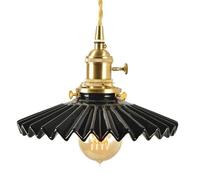 ZBZFGE Japanese Style Ceramic Pendant Lamp | Creative Pleated Hanging Light Lampshade | Flush Mount Ceiling Lamp | Base Single-Head Chandelier for Porch and Corridor Decoration