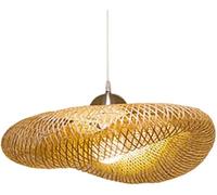 ZBZFGE Japanese Style Hand Woven Basket Kitchen Island Light Rural Farmhouse Natural Rattan Hanging Lamp Boho Minimalist Dining Table Chandelier for Living Room Bedroom/40Cm*20Cm