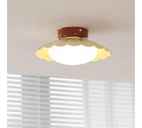 ZBZFGE Japanese WABI-Sabi Style Floral Walnut Bedroom Light Nordic Semi Flush Mount Hallway Ceiling Lamp Mid Century Kitchen Chandelier for Balcony Living Room Aisle Entrance Hall/Beige