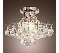 ZBZFGE K9 Crystal Raindrop Chandelier Lighting Flush Mount LED Ceiling Fixture Pendant Lamp for Dining Bathroom Bedroom Living Room 40X28 cm,Hanging Light