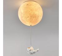 ZBZFGE Kids Bedroom Chandelier Fixture White Milk 3D Printing Moon Planet Astronaut Ceiling Boys Children Hanging Light for Nursery Girls Room Bathroom/C Style/18C