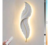 ZBZFGE Lámpara de Pared de Plumas LED con Control Remoto 3000K-6000K Lámpara de Pared Regulable Material de Resina Luces de Plumas Blancas 3 Niveles de Brillo Iluminación de Pared para Sala de Estar