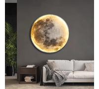 ZBZFGE Lámpara de pared lunar de 80 cm Lámpara de salón, 45 W LED regulable Lámpara de pared Lámpara de diseño interior moderna Lámpara de pasillo Art Deco Iluminación de pared de metal y acrílico con