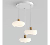 ZBZFGE Large White 3 Light Cluster Ceiling Hanging Lamp Milk Cream Nordic Long Linear Round Chandelier for Dining Room Table Kitchen Island Sink Bedroom Restaurant/3 Lights Circle