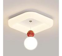 ZBZFGE Led Lamp Dimmable Semi Flush Mount Light White Lighting Fixture with Remote Control Geometric Close to Ceiling Lamps for Bedroom Hallway Lights/Square