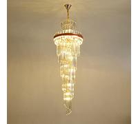 ZBZFGE LED with Long Crystal Light Fixture Luxury Villa Duplex Middle Floor Living Room Stair Spin Lighting, Chandelier Crystal,Hanging Light(Orange,Cold WHITE-D40CM)