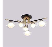 ZBZFGE Light Ceiling Lamp Bedroom Living Room Restaurant Transparent Glass lampshade Black Gold Iron lampBody ing ?74cm G9*6 18W Containing