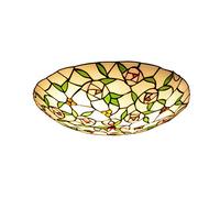 ZBZFGE Light Creativity Stained Glass Pink Rose Green Leaf Shade Style Vintage Pastoral Ceiling Lamp Fixture for Bedroom Living Room,12 Inches