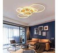 ZBZFGE Light Living Metal Lights Dimmable with Remote Control Ring Desige Ceiling Acrylic Hanging Lamp for Bedroom Study Room Kidsroom Eye Protection Chand,Gold-6 Ringe