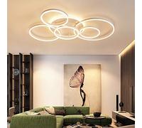 ZBZFGE Light Living Metal Lights Dimmable with Remote Control Ring Desige Ceiling Acrylic Hanging Lamp for Bedroom Study Room Kidsroom Eye Protection Chand,Gold-6 Ringe