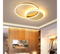 ZBZFGE Light Living Metal Lights Dimmable with Remote Control Ring Desige Ceiling Acrylic Hanging Lamp for Bedroom Study Room Kidsroom Eye Protection Chand,Gold-6 Ringe