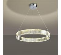 ZBZFGE Light Luxury Circle Lamp, Art Crystal Chandelier, for Bedroom Dining Study Living Room Lighting,Gold,60+80cm,Hanging Light(Chrome,40cm)