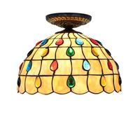 ZBZFGE Light Stained Glass Colored Bead Style Ceiling Lights Suitable for Living Dining Study Room Bedroom Corridor Balcony Stairs Path Hotel Restaurant Cbar Library, Color