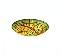 ZBZFGE Light Vintage Pastoral Round Stained Glass Red Dragonfly Art Shade Style Bedroom Ceiling Lamp Fixture,12 Inches