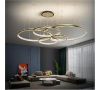 ZBZFGE Lights Compatible with Lobby Office Villas Circle Rings Hanging Pendant Lamp,Ceiling Light Fixture,3colorchange-5RingDia160x120cm