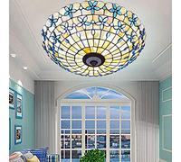 ZBZFGE Lights Vintage Hand-Made Stained Glass Lamp Shade Bedroom Flush Mount Ceiling Fixture for Bathroom Living Dining Room Kitchen Porch,Colourful-52cm