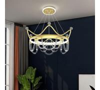 ZBZFGE Living Room Chandelier LED Pendant Light Gold Suspended Lamp Bedroom Art Compatible with Crystal Crown Shape Indoor,Chandelier