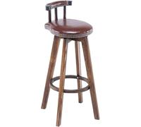 ZBZFGE Low Back Barstools Degree Swivel Seat Top, Synthetic Leather Upholstered Vintage Bar Chair, Height Stools with Solid Wood Leg (Brown-1ps,63cm)