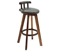 ZBZFGE Low Back Barstools Degree Swivel Seat Top, Synthetic Leather Upholstered Vintage Chair, Bar Height Stools with Solid Wood Leg (Green-1ps,73cm/28.7in)