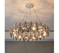 ZBZFGE Luxury Crystal Chandelier Compatible with Dining Living Room Home Decor Lighting Fixtures Round Gold Led Cristal Lamp Ceiling Chandelier,Hanging Light(D50cm,Cold White)