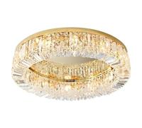 ZBZFGE Luxury Crystal Chandelier Gold Led Pendant Light Compatible with Living Chrome Round Semi Flush Mount Ceiling Light,Ceiling Lighting,Hanging Light(Dia40cm H15cm,Gold Body)