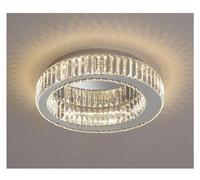 ZBZFGE Luxury Crystal LED Light Living Room Kitchen Island Lamp Stainless Steel Round Pendant Fixture Ceiling Chandelier,Hanging Light(50cm,Cold White)