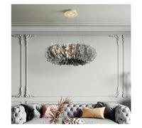 ZBZFGE Luxury LED Chandelier， Goose Feather Pendant Light、 Living 、Dining Room、 Bedroom 、Parlor Hall Hanging Lamp， RomanticHome Decoration Ceiling Chandelier,Hanging Light(Grey,80cm)
