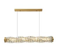 ZBZFGE Luxury Linear Chandelier Rectangular Crystal Pendant LED Dimmable Hanging Ceiling Light Fixture for Kitchen Island Living Room Dinner Table Foyer, 100cm, Gold,Hanging Light(Gold,