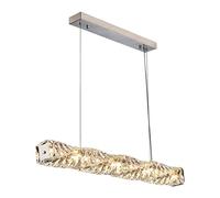 ZBZFGE Luxury Linear Chandelier Rectangular Crystal Pendant LED Dimmable Hanging Ceiling Light Fixture for Kitchen Island Living Room Dinner Table Foyer, 100cm, Gold,Hanging Light(Silve